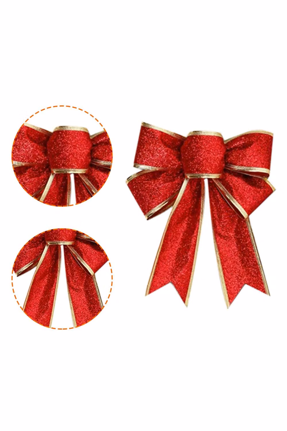 Living and Home 10-Piece Red Christmas Ribbon Bowknot Tree Ornaments – 3