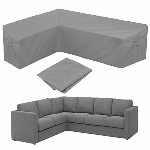 Gr8 Garden Waterproof Grey L Shape Corner Sofa Protector W/D/H: 220 x 298 x 75 x 76 cm