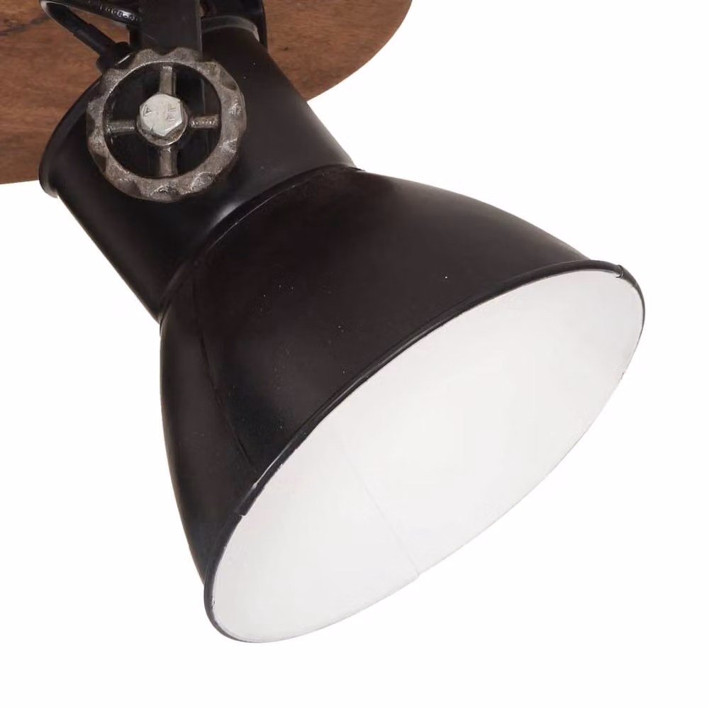 Berkfield Home Industrial Metal and Wood Ceiling Lamp in Black and Brown, W/D/H: 42 x 27 x 27 cm, E27, 25 W – 3