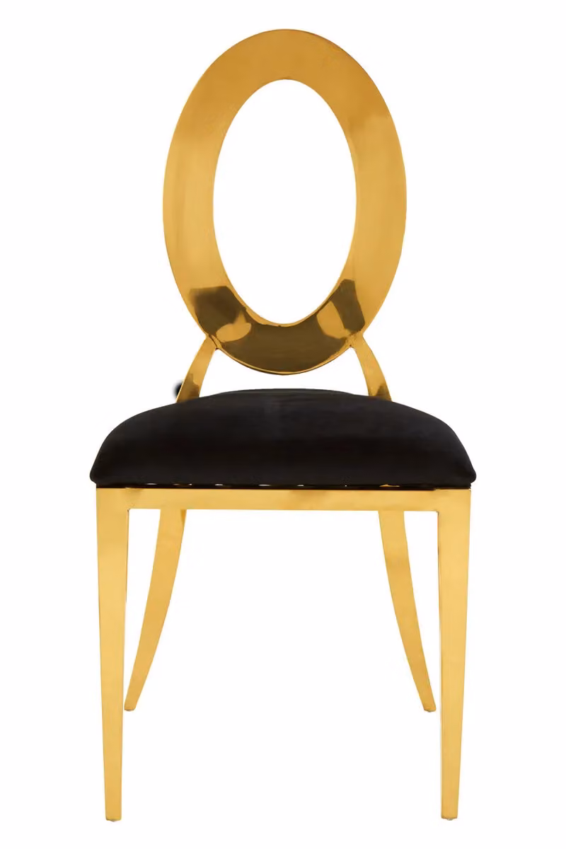 Orsina Sarita Stackable Oval Dining Chair in Black Velvet with Gold Metal Frame – 5