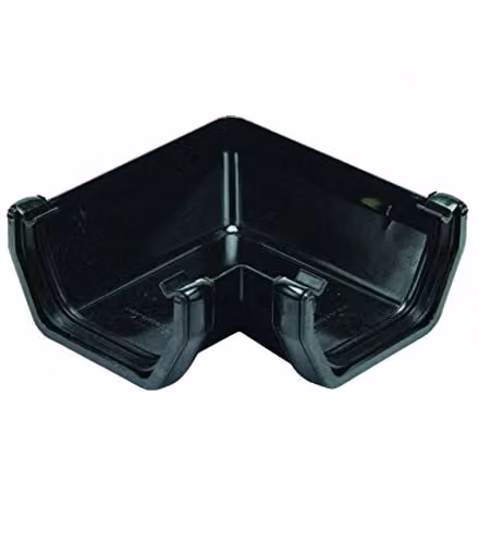 FloPlast 114mm Square Gutter 90 Degree Angle, Black