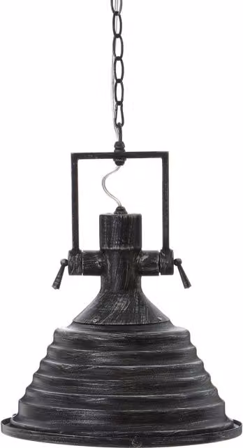 Orsina Medium Industrial Chrome and Black Pendant Light with Glass Base and Stepped Shade