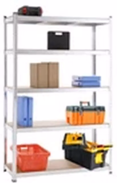EONLION Silver Metal and MDF 5-Tier Freestanding Garage Shelving Unit, H 180 x W 120 x D 45 cm – 1