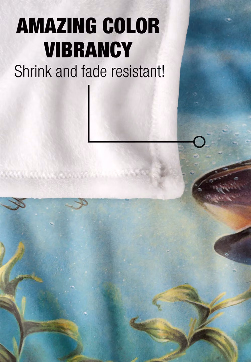 JQ Licensing Provoked Musky Fishing Super Soft Silky Touch Fleece Throw Blanket, White, W: 152 cm, D: 127 cm – 4