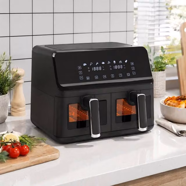 STILVORA 8L Dual Basket Air Fryer with Digital Display, Black
