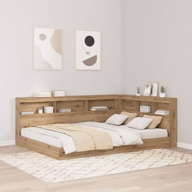 Berkfield Home Artisan Oak Storage Headboard with Integrated Shelf, Brown, Width: 160 cm – 1