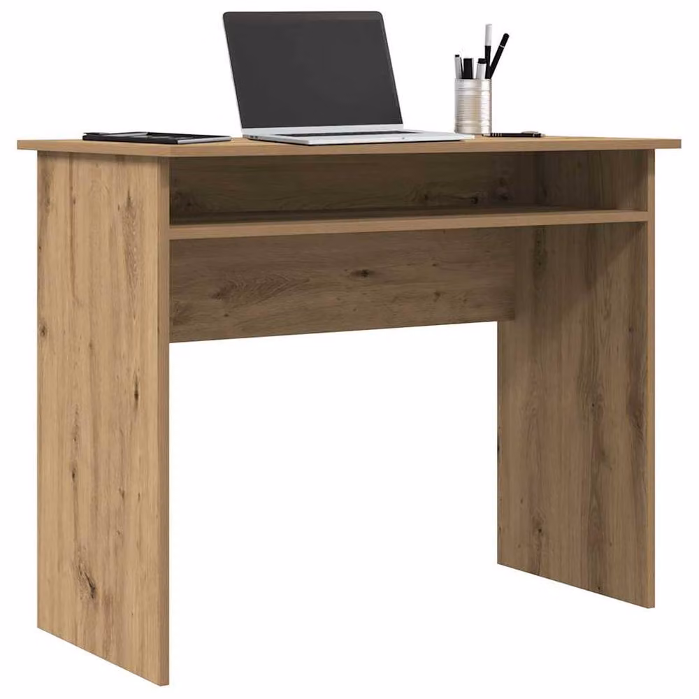 Berkfield Artisan Oak Writing Desk in Brown, W/D/H: 90 x 50 x 74 cm – 4