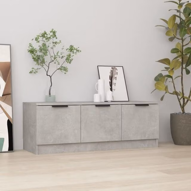 Berkfield Home TV Cabinet in Concrete Grey, W/D/H: 102 x 35 x 36.5 cm – 1