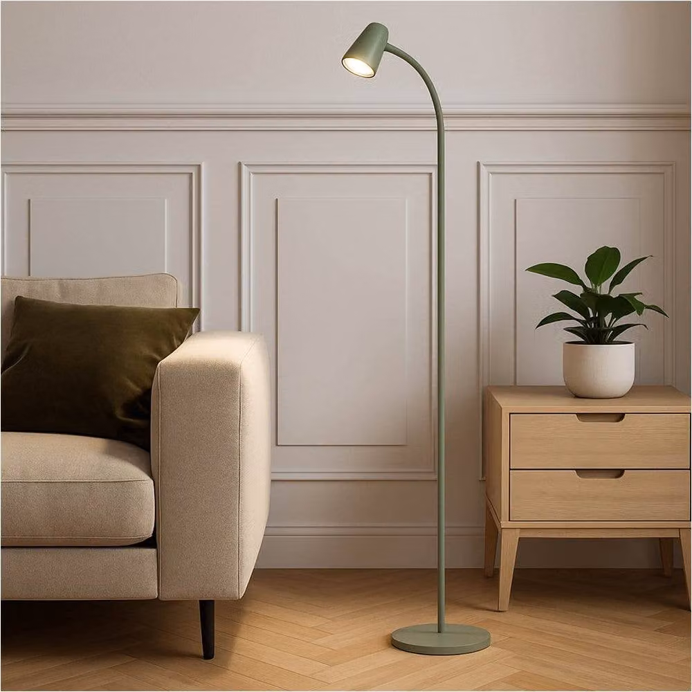 Loops Modern Green Metal Floor Lamp with LED E14 Fitting, H 170 x W 23 x D 23 cm – 2