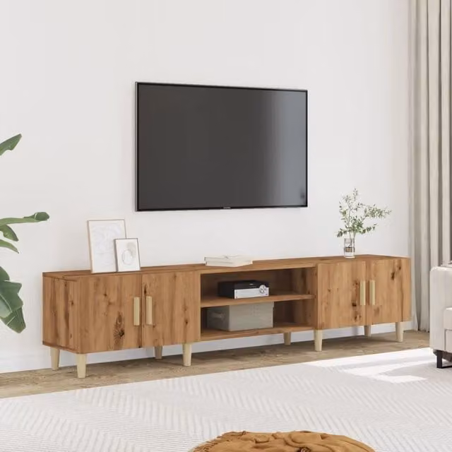 Berkfield Home Artisan Oak TV Cabinet in Brown, W: 180 cm, D: 31.5 cm, H: 40 cm – 1