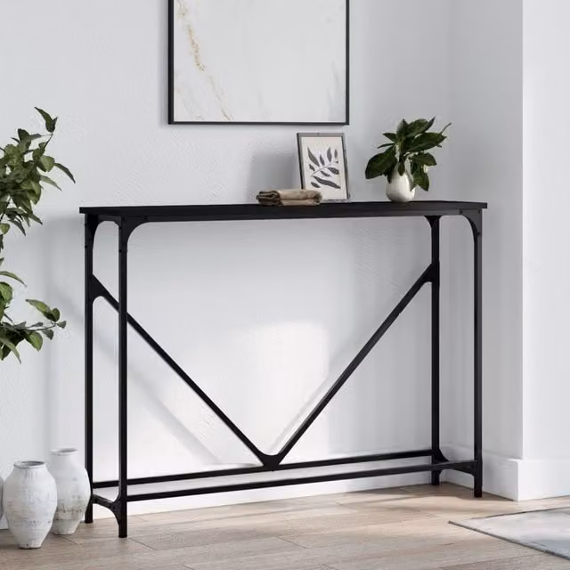 Berkfield Home Black Industrial Console Table, W/D/H: 102 x 22.5 x 75 cm