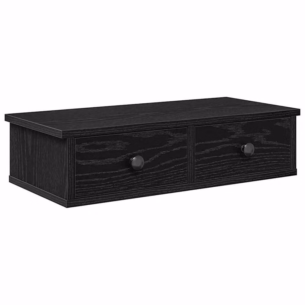 Berkfield Home Wall Mounted Shelf with Drawers in Black, W/D/H: 60 x 25 x 15 cm – 3