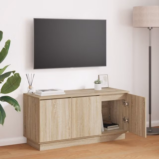 Berkfield Home Modern TV Cabinet in Sonoma Oak, Brown, W/D/H: 100 x 38 x 49 cm