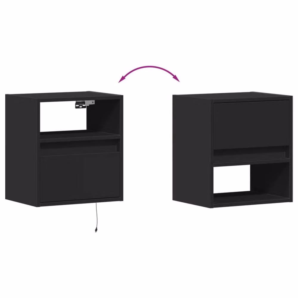 Berkfield Home Set of 2 Modern Black TV Wall Cabinets with LED Lights, W/D/H: 41 x 31 x 45 cm – 5
