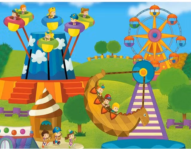 Fun at the Fairground 100 Piece Jigsaw Puzzle in Multicolour and Yellow