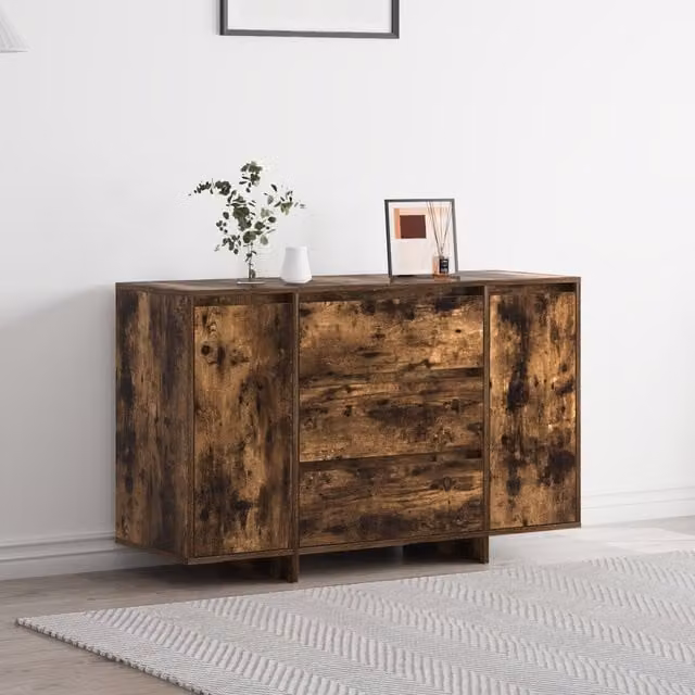 Berkfield Home Smoked Oak Sideboard in Brown, W/D/H: 120 x 41 x 75 cm