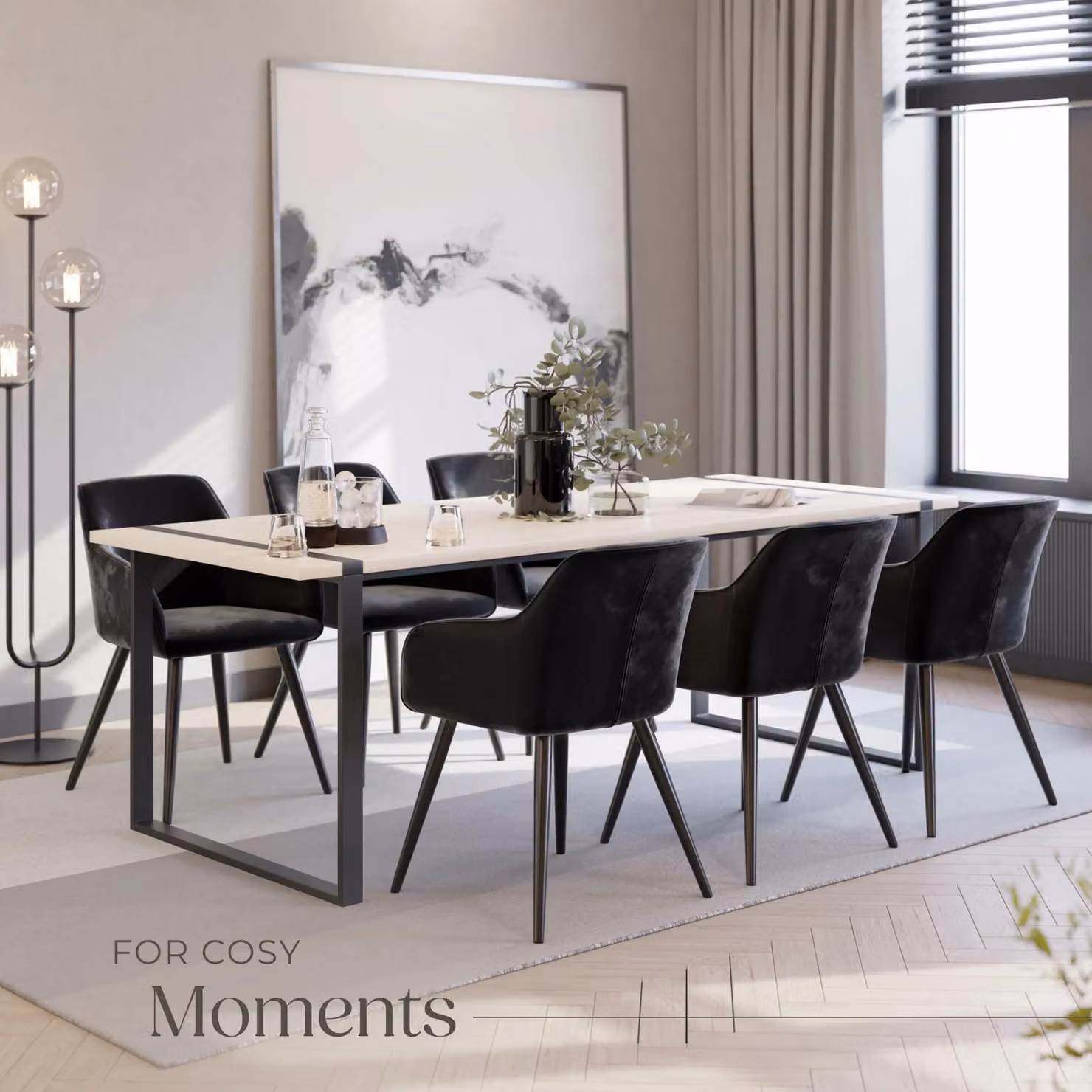tectake Marilyn Set of 6 Black Velvet Dining Chairs – 8