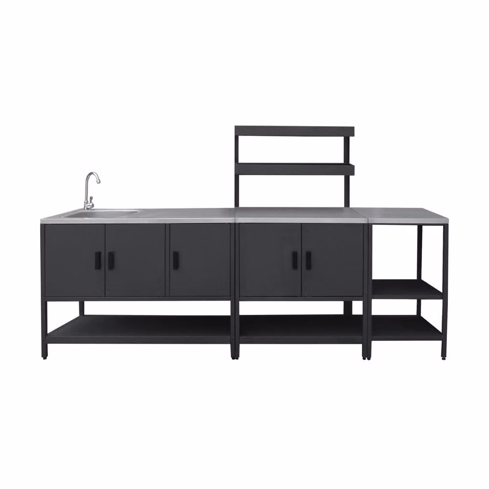 sweeek 3-Module Stainless Steel Outdoor Kitchen in Black – 2