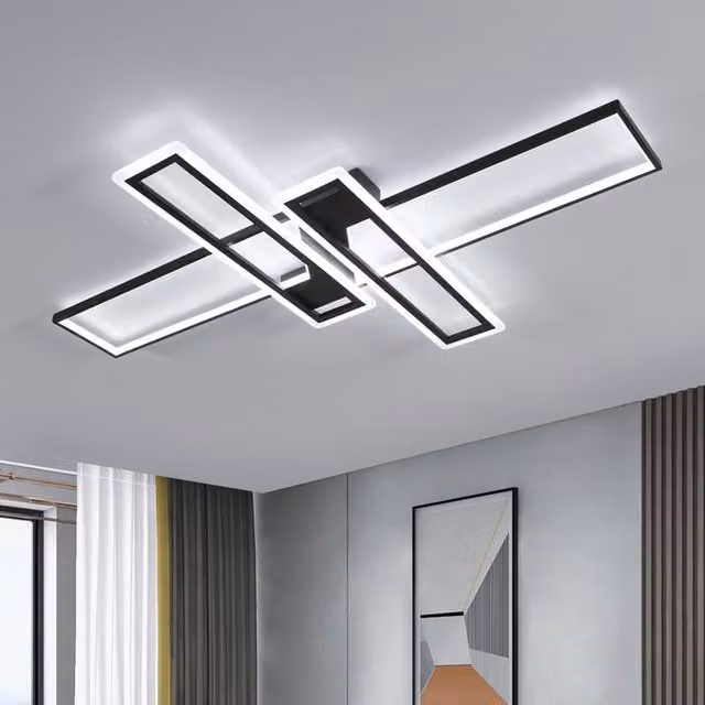 COMELY 65W Modern LED Ceiling Light in Black with Cool White Light, W: 120 cm