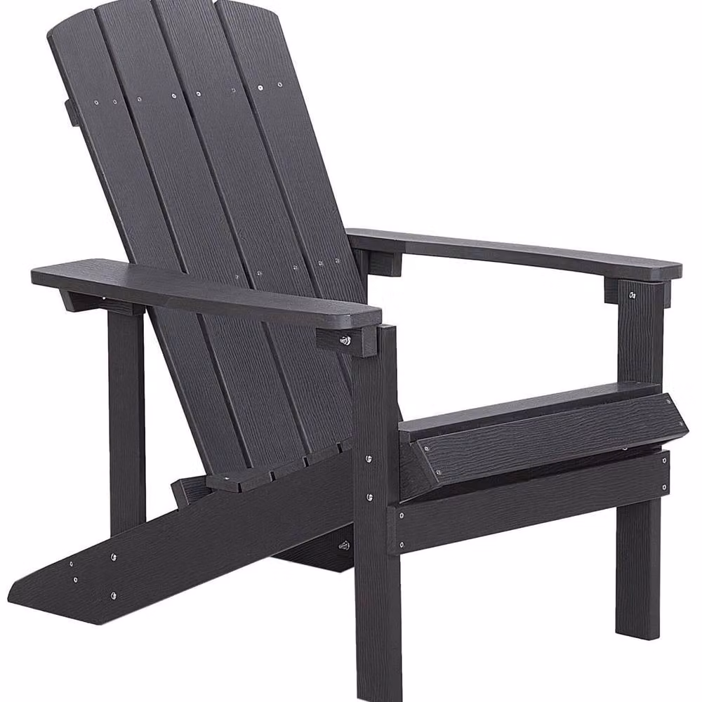 Wyld and Coco Modern Dark Grey Faux Wood Garden Chair with Stainless Steel Metal Frame – 2