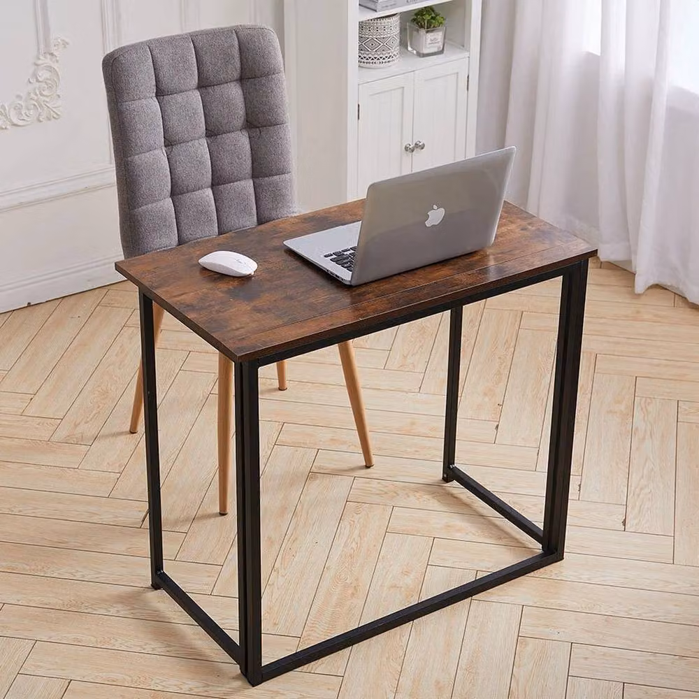 EONLION Rustic Brown Metal Frame Folding Writing Desk – 4