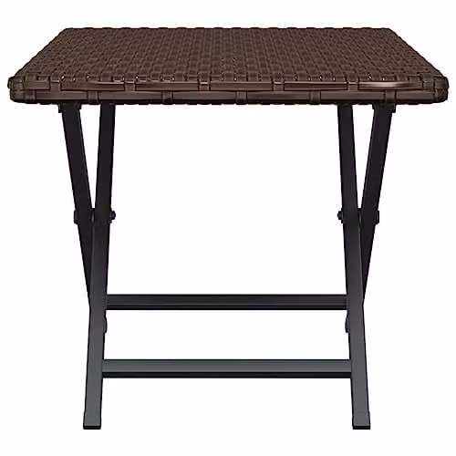 vidaXL Folding Poly Rattan Table in Brown, W/D/H: 45 x 35 x 32 cm – 3