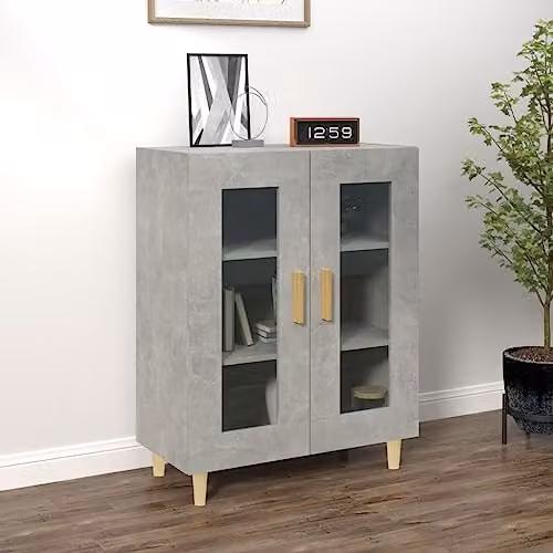 vidaXL Sideboard in Concrete Grey with Glass and MDF, W/D/H: 69.5 x 34 x 90 cm – 2