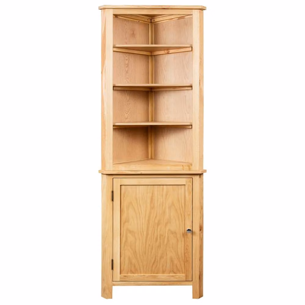 Berkfield Home Corner Cabinet in Brown Solid Oak Wood, W: 59 cm, D: 36 cm, H: 180 cm – 2