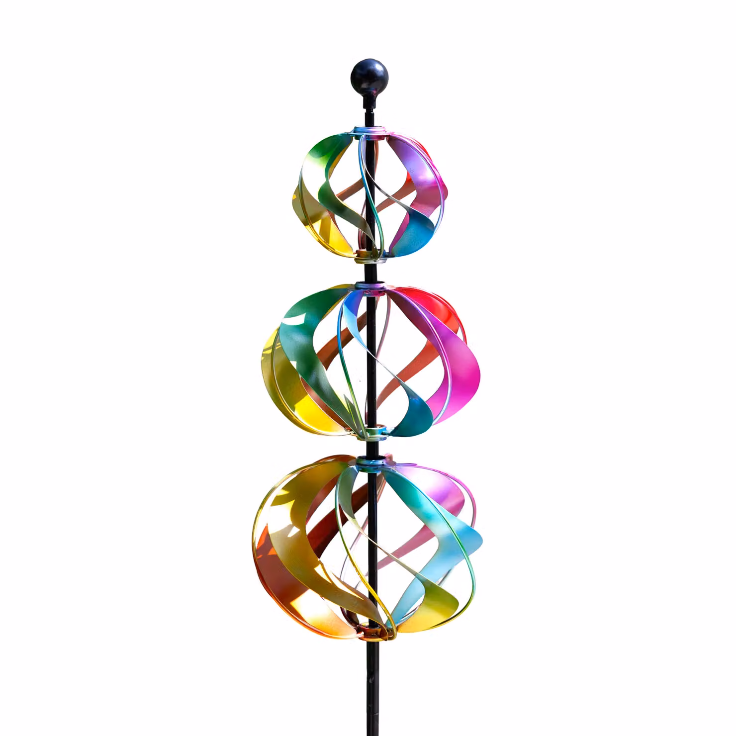 Primrose Three Sphere Multicoloured Kinetic Wind Spinner Metal Hanging Garden Decor 18.5cm – 2