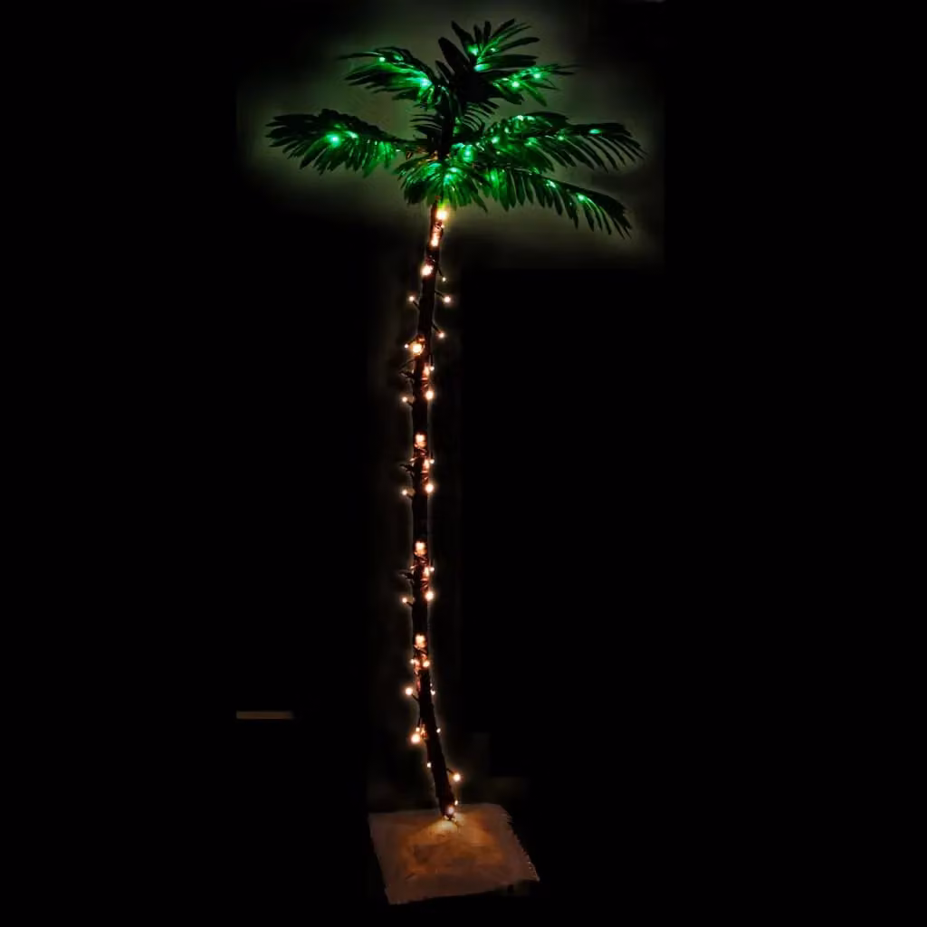 Berkfield Home LED Palm Tree with 96 Warm White LEDs, Green and Brown, Height: 180 cm – 2