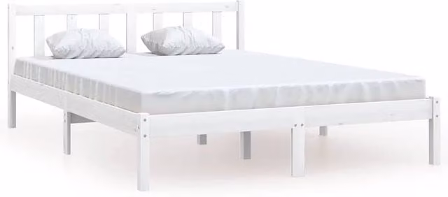 Berkfield Home Modern White Solid Pinewood Bed Frame W: 160 cm, D: 200 cm