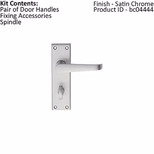 Loops Pair Straight Victorian Bathroom Lever Handles on Backplate, Satin Chrome, W: 150 mm x H: 43 mm
