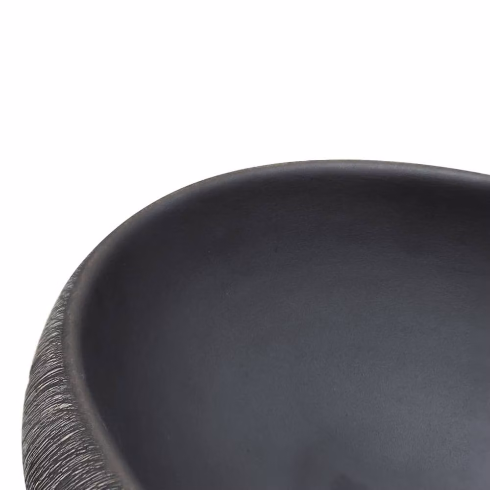 Berkfield Home Oval Ceramic Countertop Basin in Black and Grey, W: 59 cm, D: 40 cm, H: 15 cm – 5