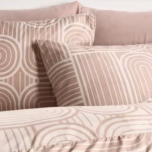 OHS Reversible Arches Print Microfibre Polyester Duvet Cover Set with Pillowcases in Beige and Sand, W/D/H: 180 x 200 cm, Pillowcases: 50 x 75 cm – 2
