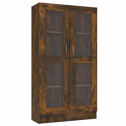 vidaXL Modern Vitrine Cabinet in Brown with Glass Doors, W/D/H: 82.5 x 30.5 x 150 cm – 1
