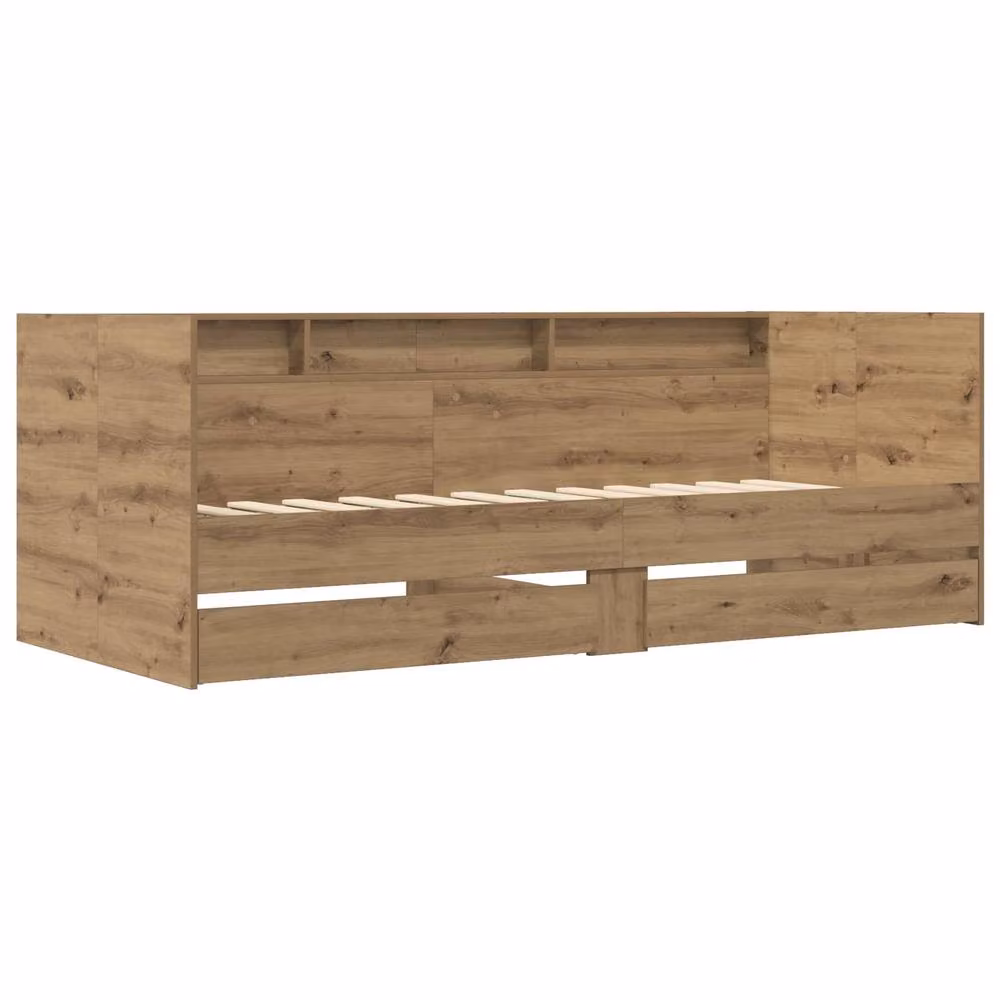 Berkfield Home Artisan Oak Bed Frame with Storage Drawers in Brown, W/D/H: 80 x 200 cm – 2
