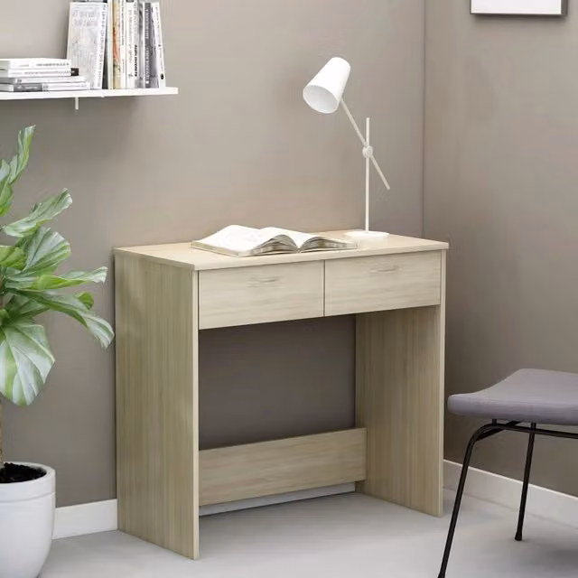 Berkfield Home Sonoma Oak Writing Desk in Brown, W/D/H: 80 x 40 x 75 cm