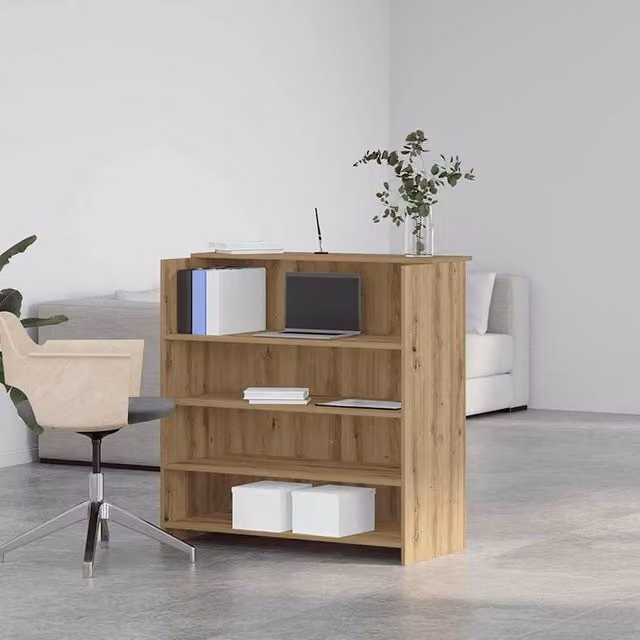 Berkfield Home Artisan Oak Reception Desk in Brown, W: 100 cm, D: 50 cm, H: 103.5 cm – 1