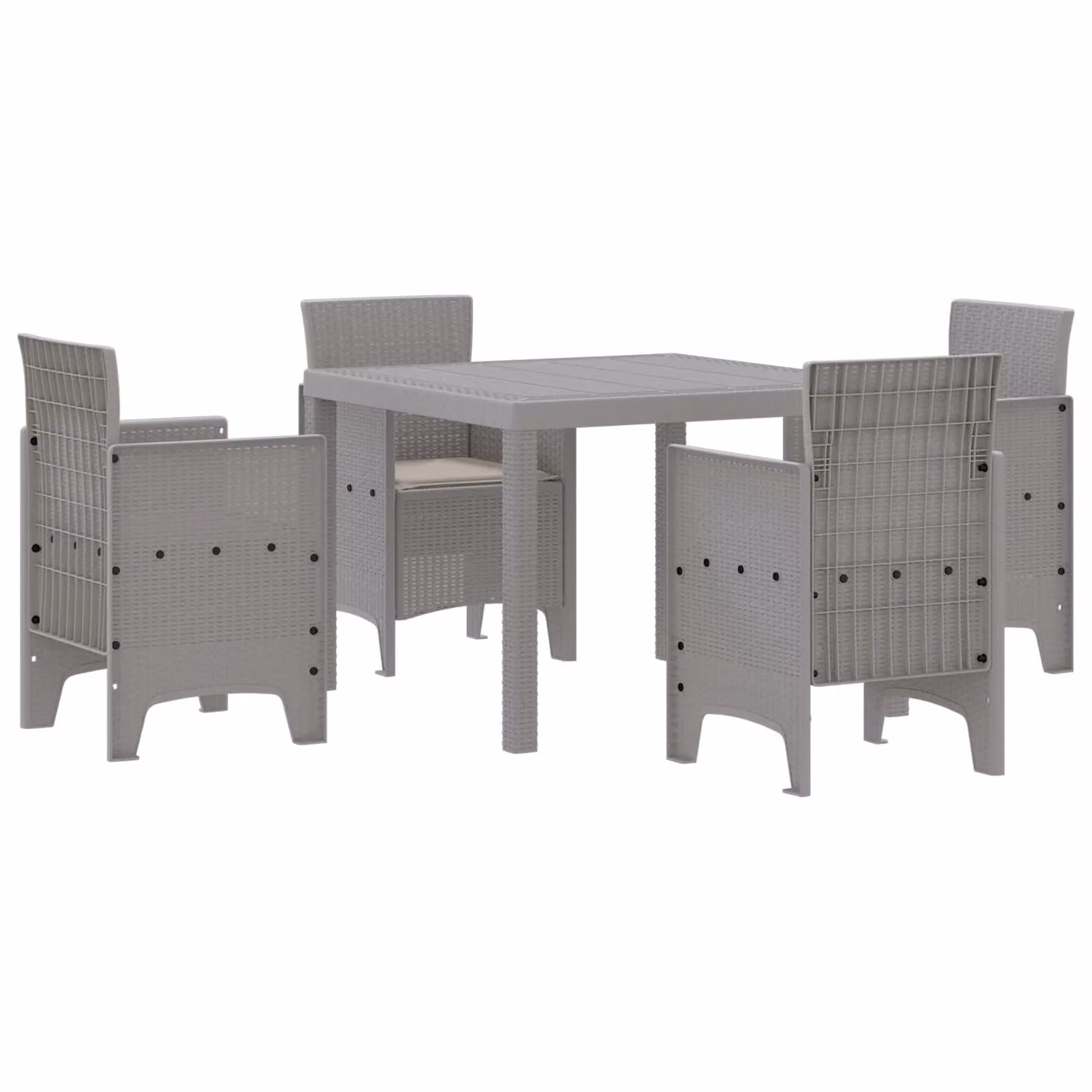Berkfield Home 5 Piece Light Grey Poly Rattan Garden Dining Set with Cushions – 2