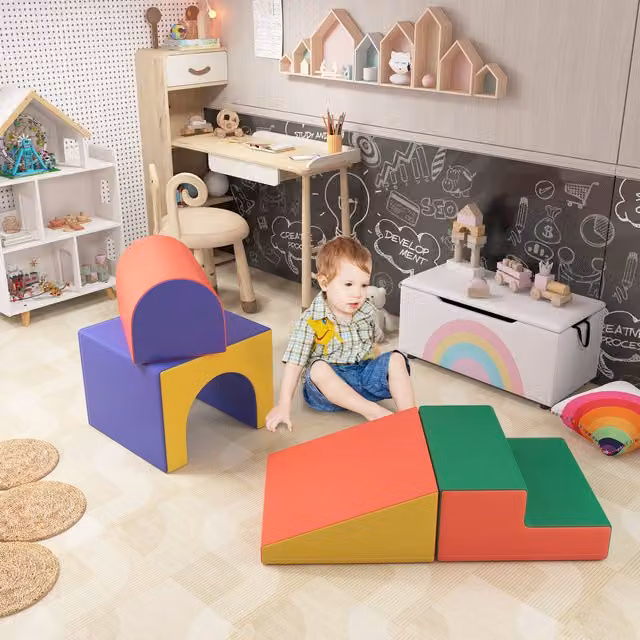 HOMCOM 4-piece Red Foam Soft Play Stacking Set for Toddlers