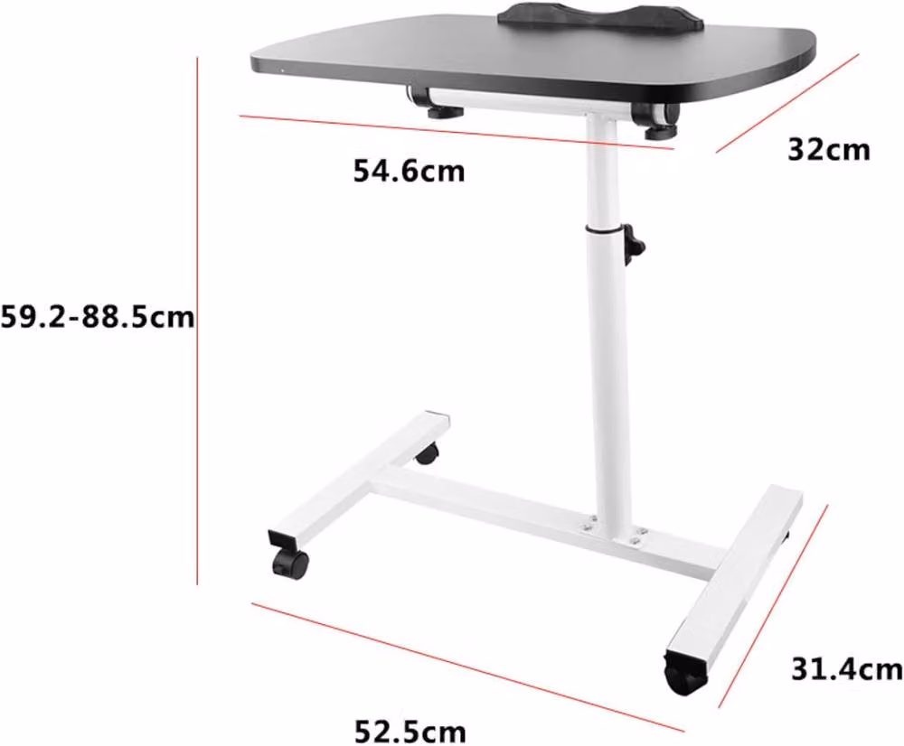 Bed Time UK Adjustable Overbed Bedside Table with Wheels and Rolling Tray in Black – 2