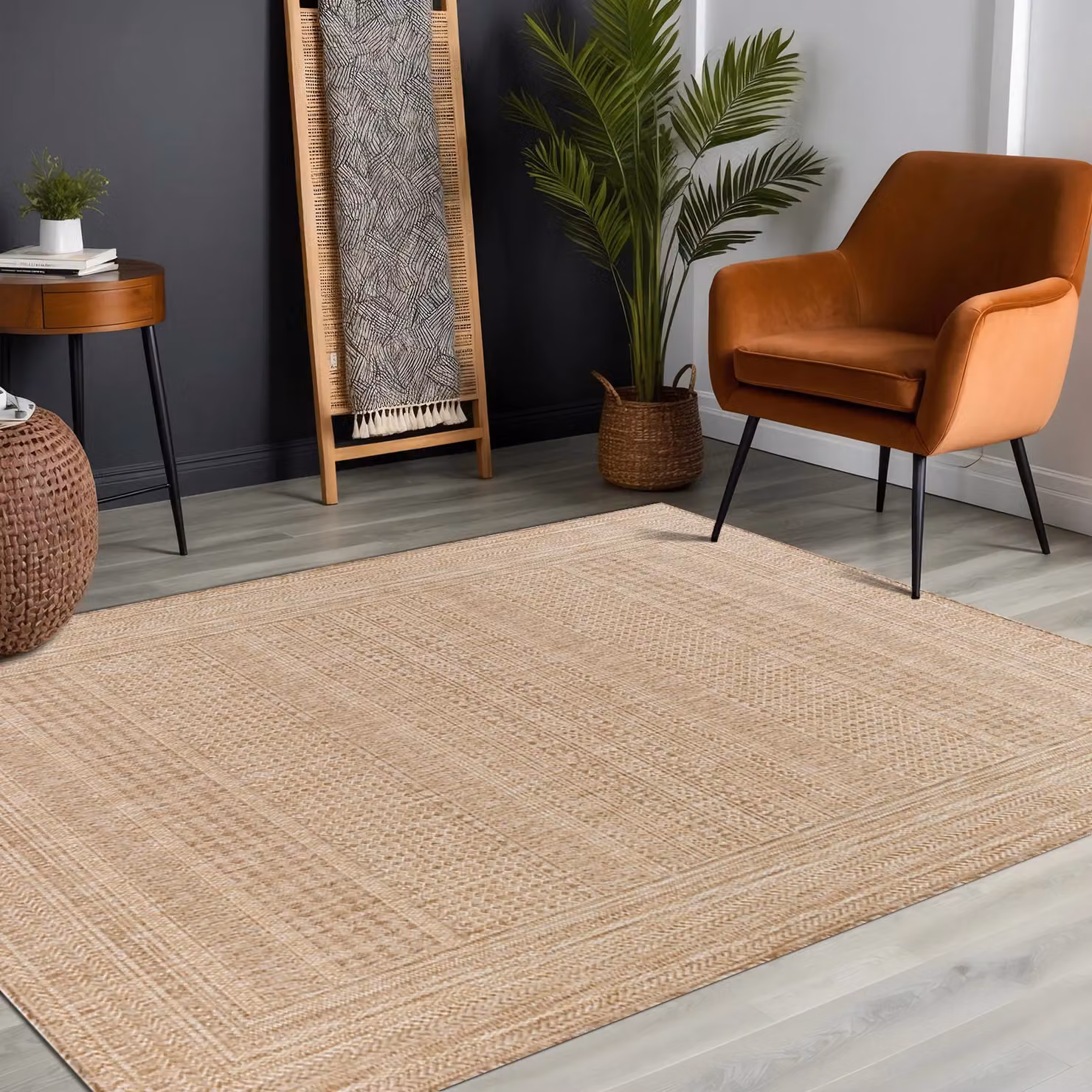 Livabliss Tuareg-Global Blue, Beige and Ivory Graphic Indoor and Outdoor Rug, W: 200 cm, D: 275 cm – 4
