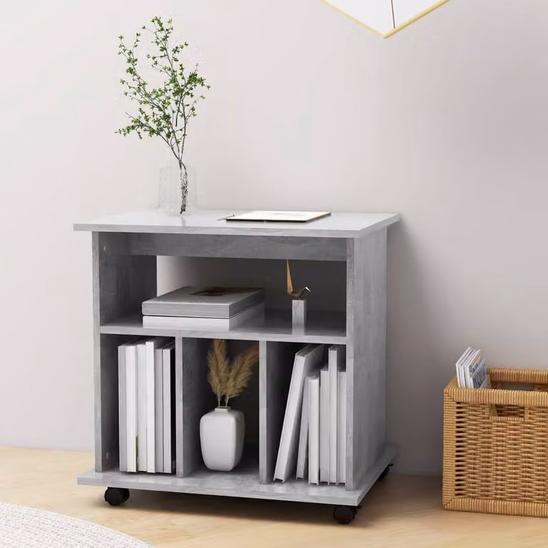 Berkfield Home Rolling Cabinet in Concrete Grey, W/D/H: 60 x 45 x 60 cm