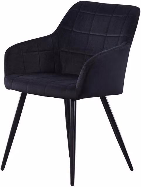 Life Interiors Camden Modern Velvet Dining Chair with Armrests and Black Metal Legs, Black – 2