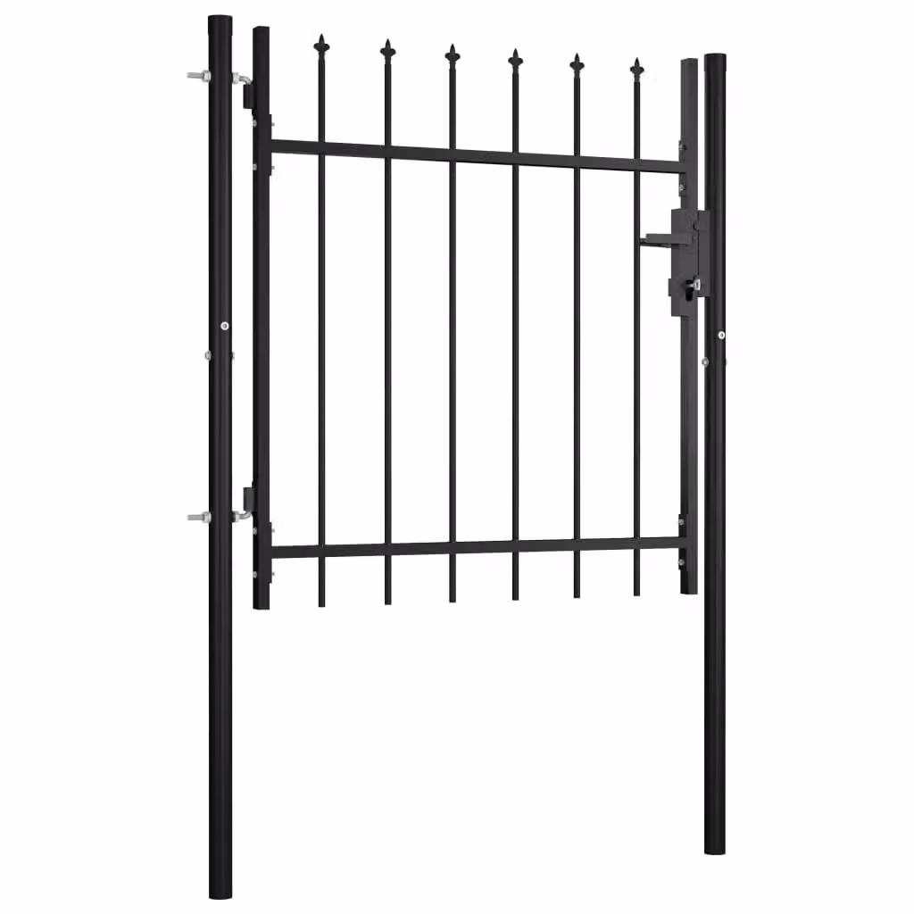 Berkfield Home Black Steel Spear Top Swing Door Fence Gate, W: 100 cm, H: 75 cm – 2