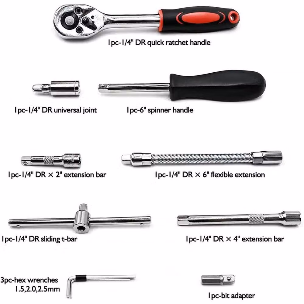 VOGREX 53-Piece Metric Socket Set with Ratchet and Torx Wrench Kit in Silver – 2