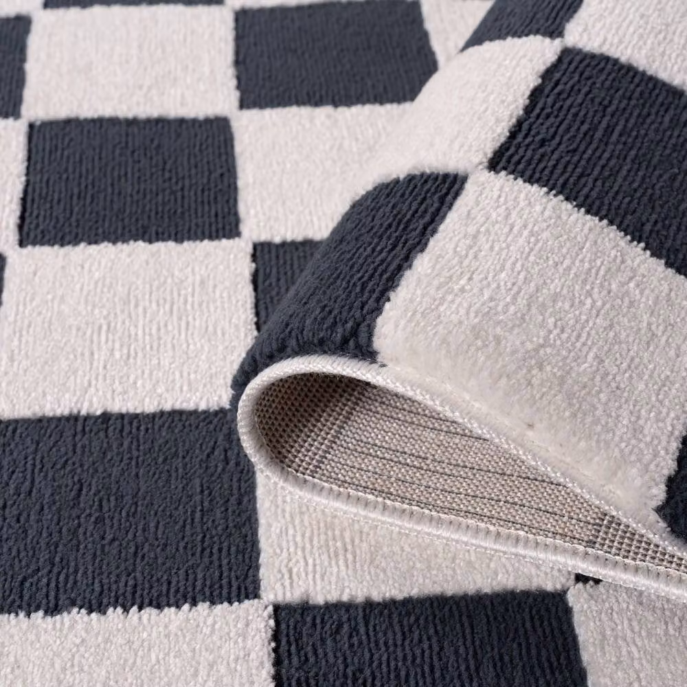 THE RUGS Loft Checkered Navy Blue Soft Pile Area Rug, W: 80 cm, L: 150 cm – 5