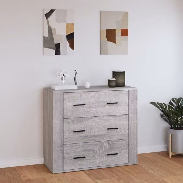 Berkfield Home Grey Sonoma Sideboard in Engineered Wood, W/D/H: 80 x 33 x 70 cm – 1