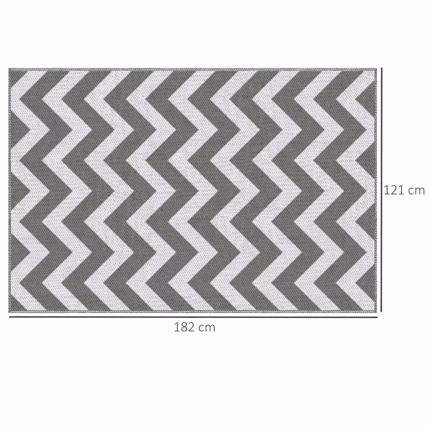 OUTSUNNY Reversible Outdoor Rug in Grey and White with Wave Pattern, W: 120 cm, L: 180 cm – 3