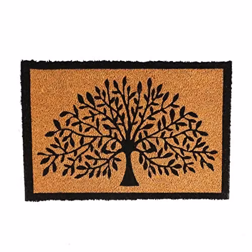 Nicola Spring Tree of Life Coir Door Mat, Brown and Multicolour, W: 60 cm, D: 40 cm